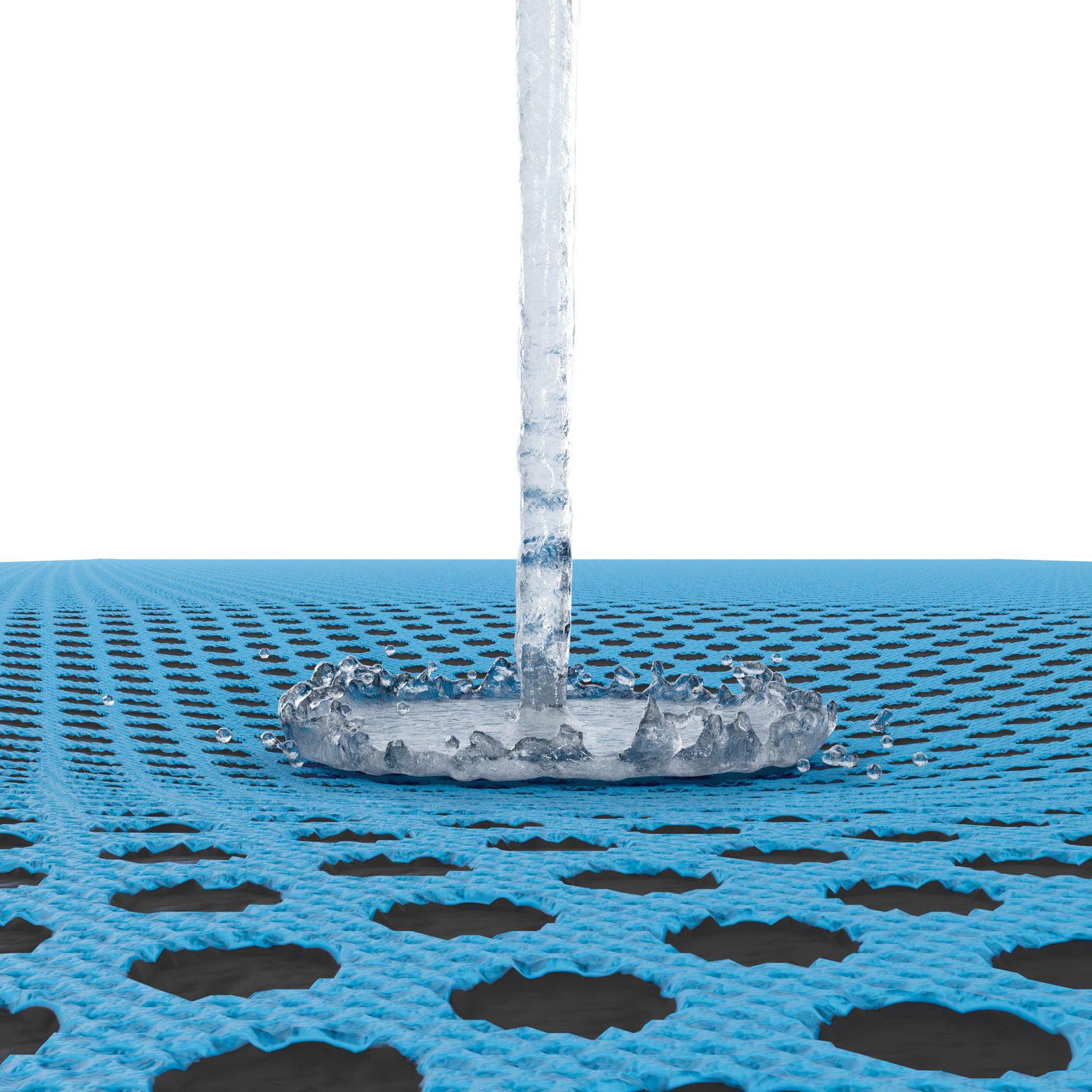 Water running onto CoolTowel fabric